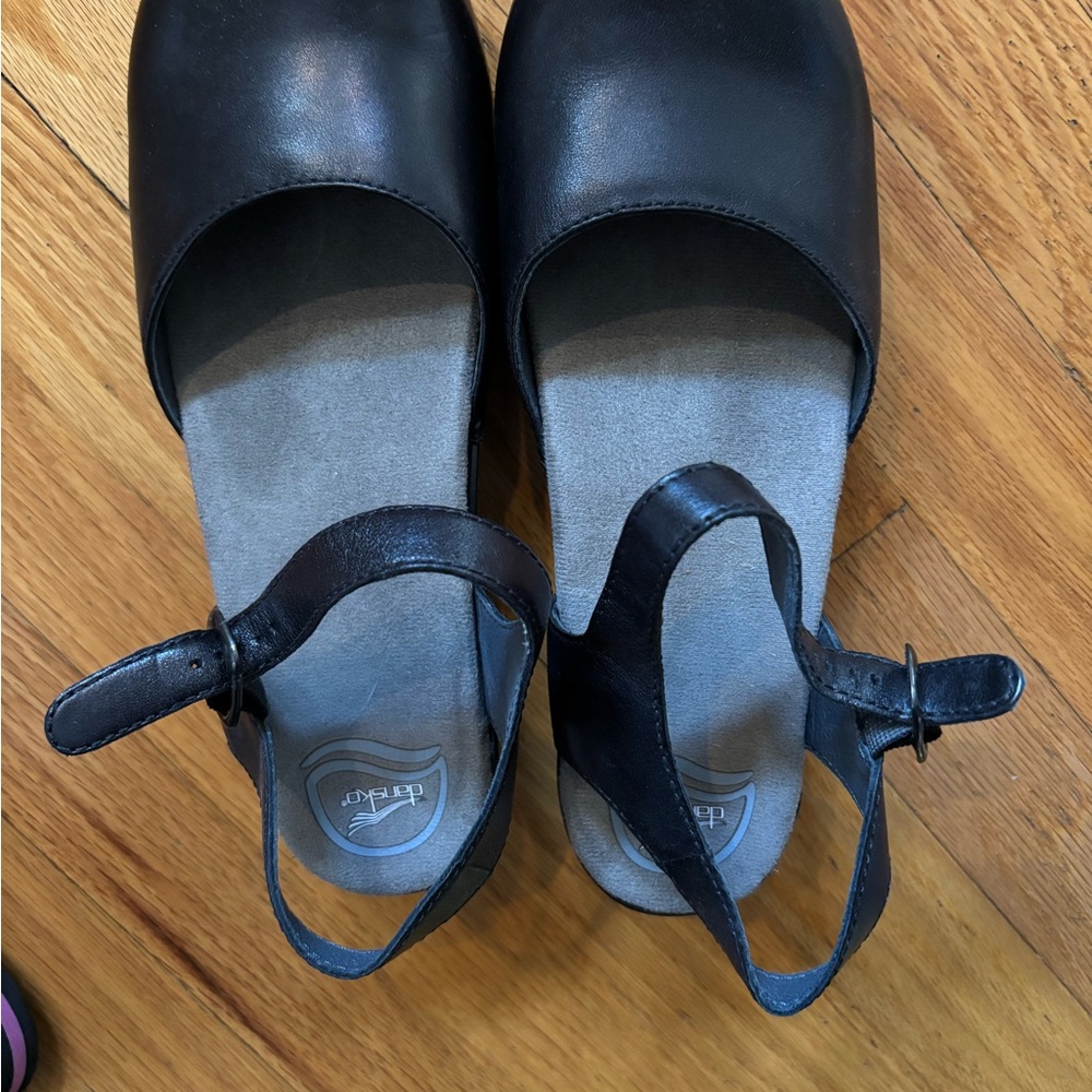 Dansko Sam Black Leather Strap Shoes